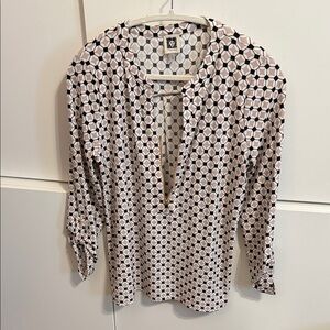 Anne Klein Geo-Print Pink and Black 3/4 sleeve Women’s Top